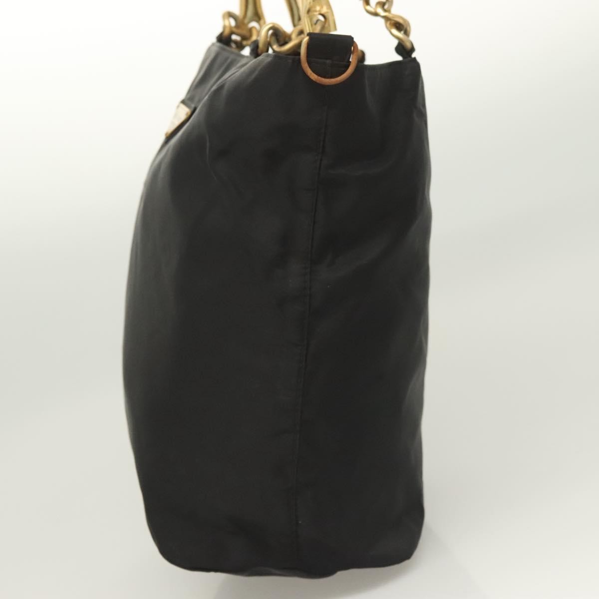 Prada Metal Handles Tote Tessuto, BLACK, NYLON, Handbag