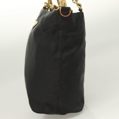 Prada Metal Handles Tote Tessuto, BLACK, NYLON, Handbag