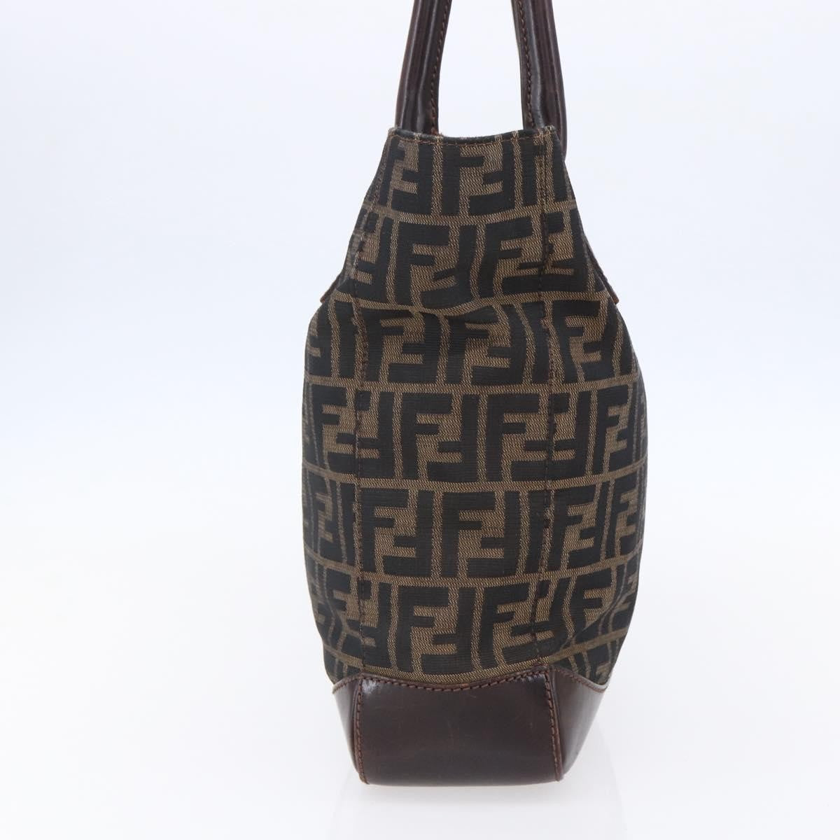 Fendi Vintage Open Tote Zucca Canvas with Leather, BLACK, CANVAS, Tote bag