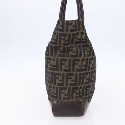 Fendi Vintage Open Tote Zucca Canvas with Leather, BLACK, CANVAS, Tote bag