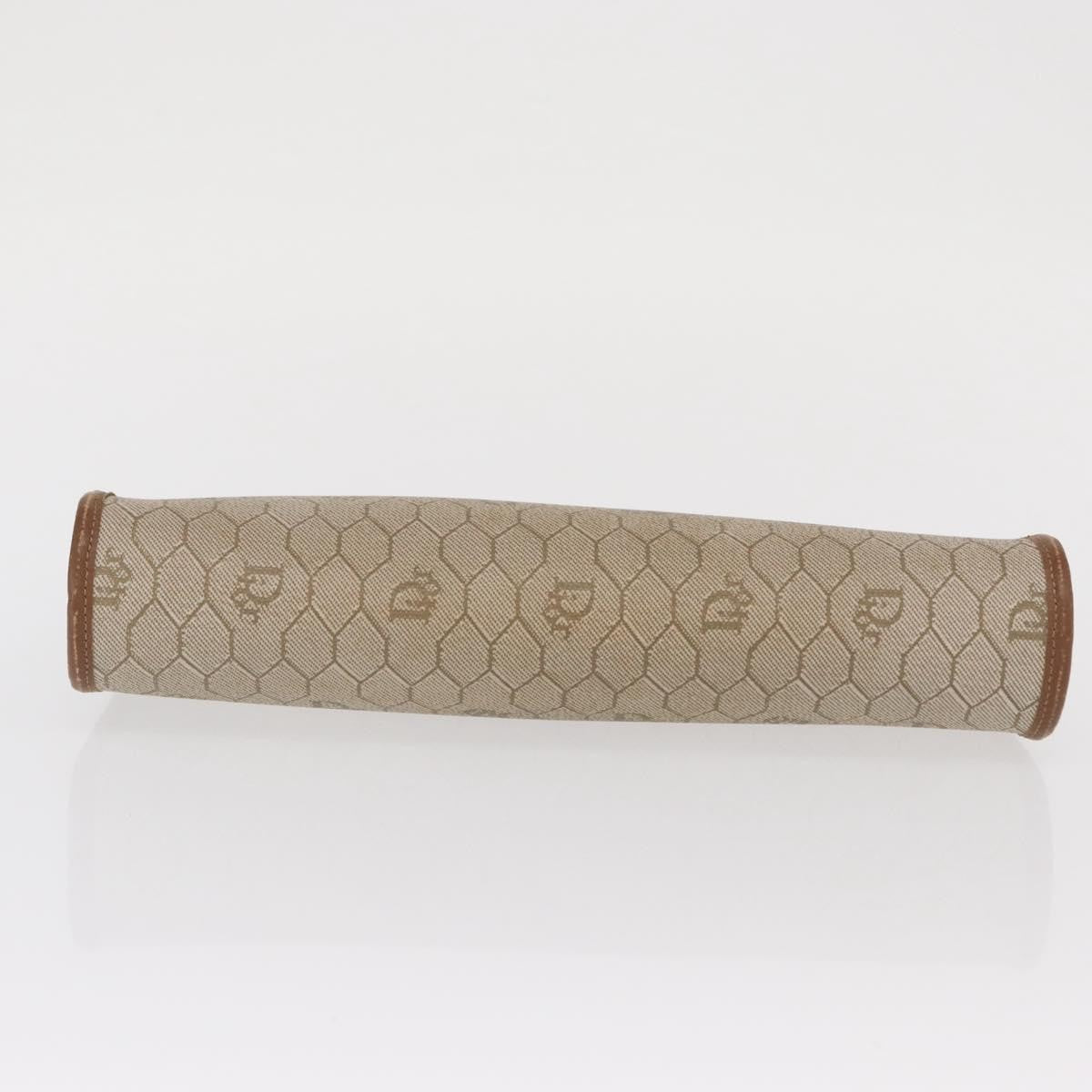 Christian Dior Vintage Honeycomb Zip Pouch Canvas and Leather, BEIGE, CANVAS, Clutche & pouche