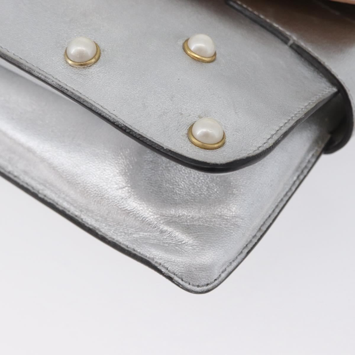 Gucci Broadway Pearly Bee Shoulder Bag Embellished Leather, SILVER, LEATHER, Shoulder bag