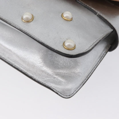 Gucci Broadway Pearly Bee Shoulder Bag Embellished Leather, SILVER, LEATHER, Shoulder bag