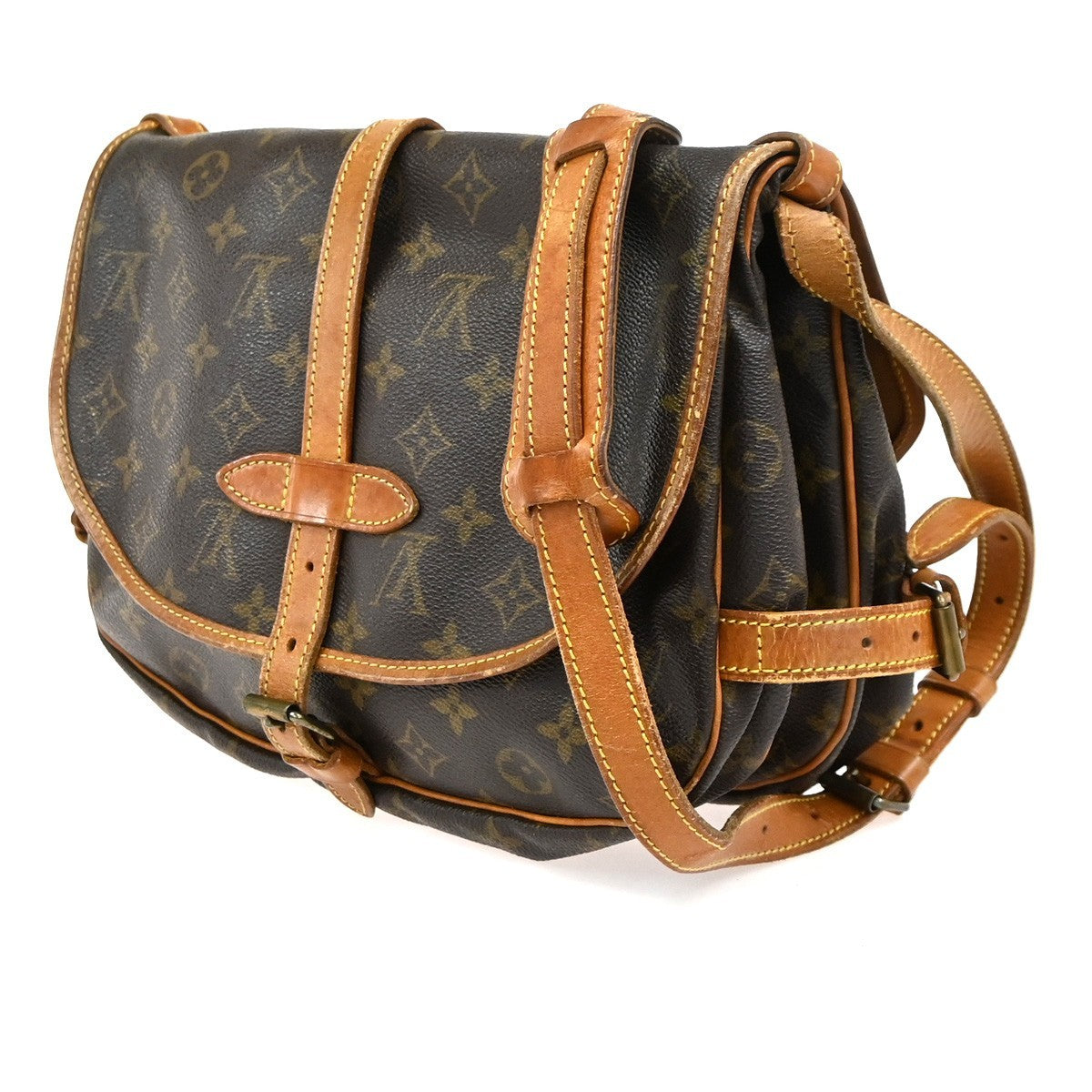 Louis Vuitton Saumur Handbag Monogram Canvas, Brown, Canvas, Shoulder Bag