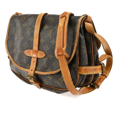 Louis Vuitton Saumur Handbag Monogram Canvas, Brown, Canvas, Shoulder Bag