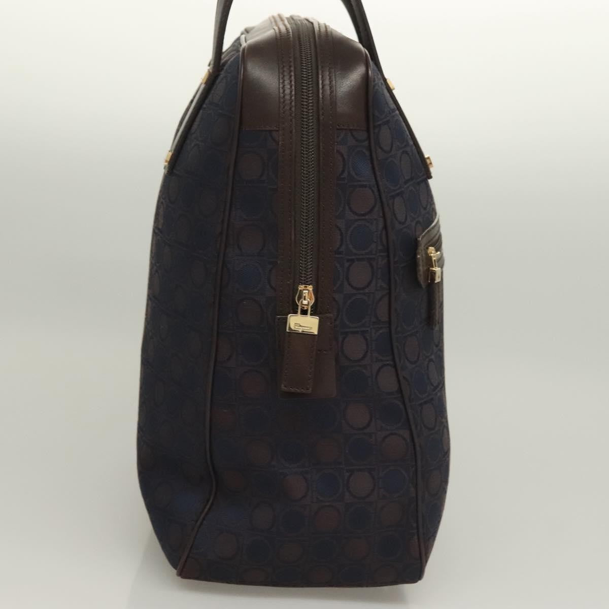 Salvatore Ferragamo Gancini handbag Canvas and Leather, NAVY, CANVAS, Handbag