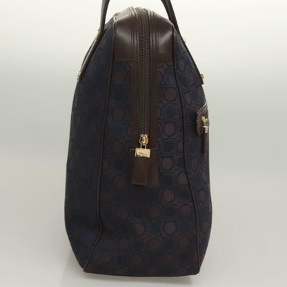 Salvatore Ferragamo Gancini handbag Canvas and Leather, NAVY, CANVAS, Handbag
