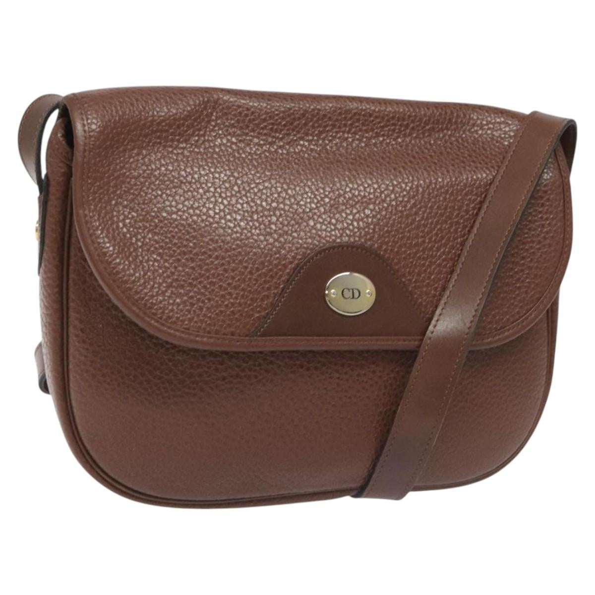 Christian Dior Vintage Shoulder Bag Leather, BROWN, LEATHER, Shoulder bag