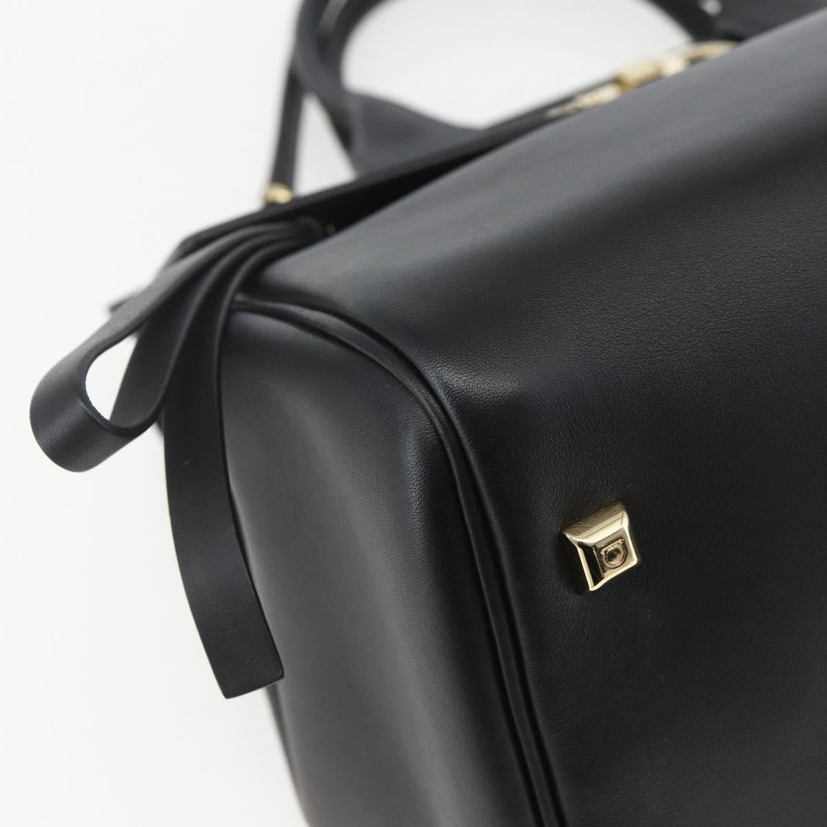 Salvatore Ferragamo Studio Satchel Leather, BLACK, LEATHER, Handbag
