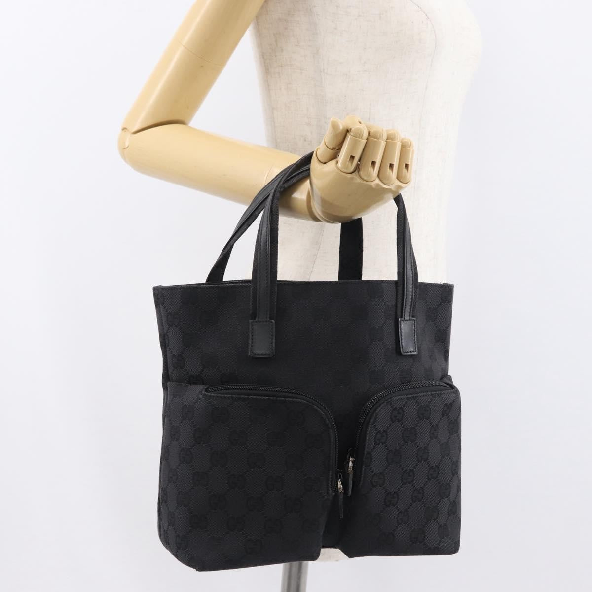 Gucci Double Pocket Tote GG Canvas, BLACK, CANVAS, Handbag
