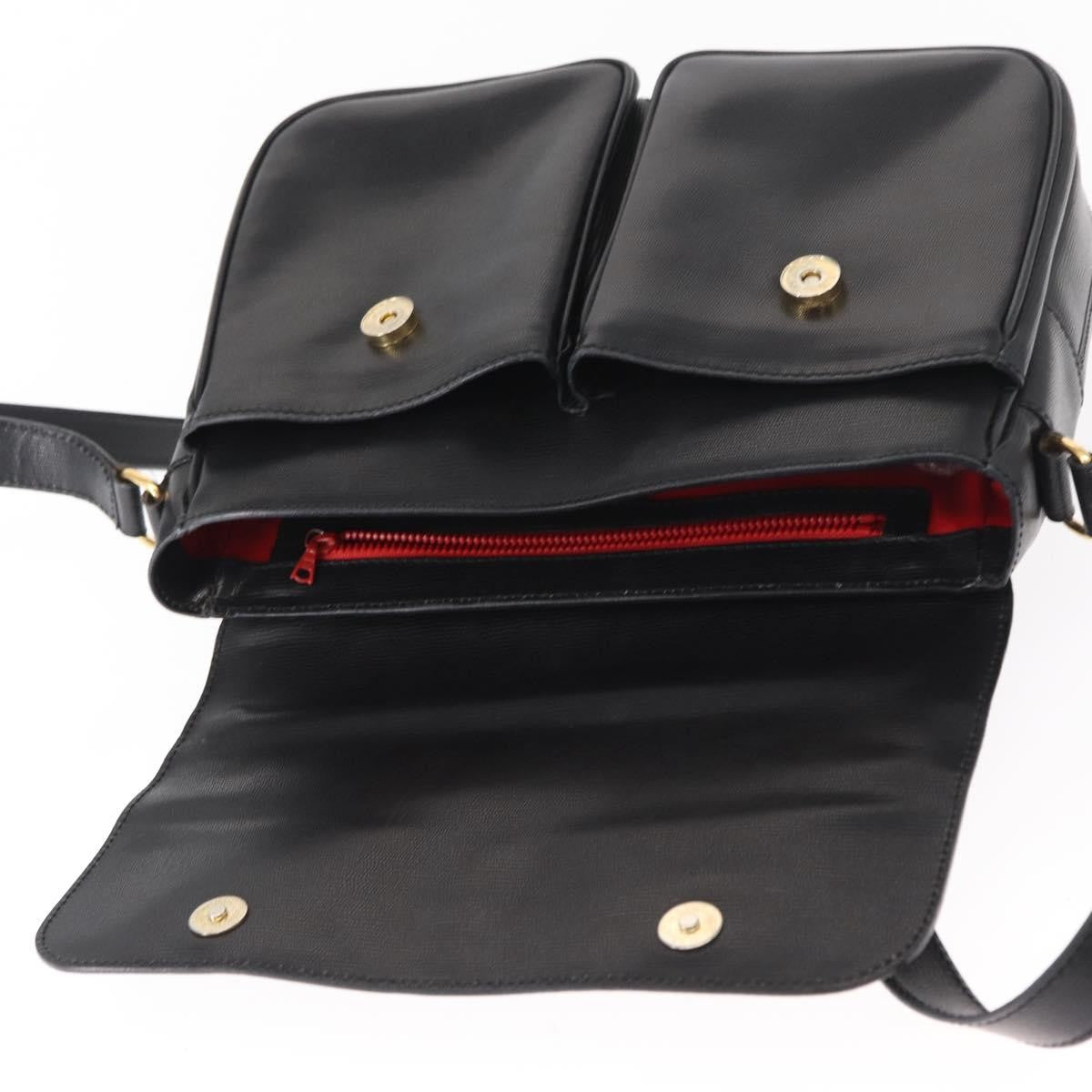 Celine Circle Logo Shoulder Bag Leather, BLACK, LEATHER, Shoulder bag