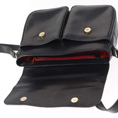 Celine Circle Logo Shoulder Bag Leather, BLACK, LEATHER, Shoulder bag