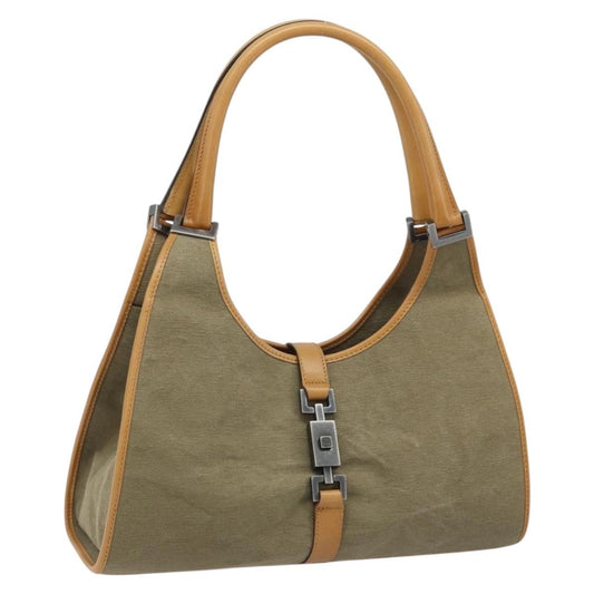 Gucci Vintage Jackie Handbag Canvas, Beige, Canvas, Handbag