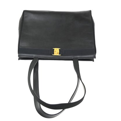 Salvatore Ferragamo Vala tote Leather, BLACK, LEATHER, Tote bag
