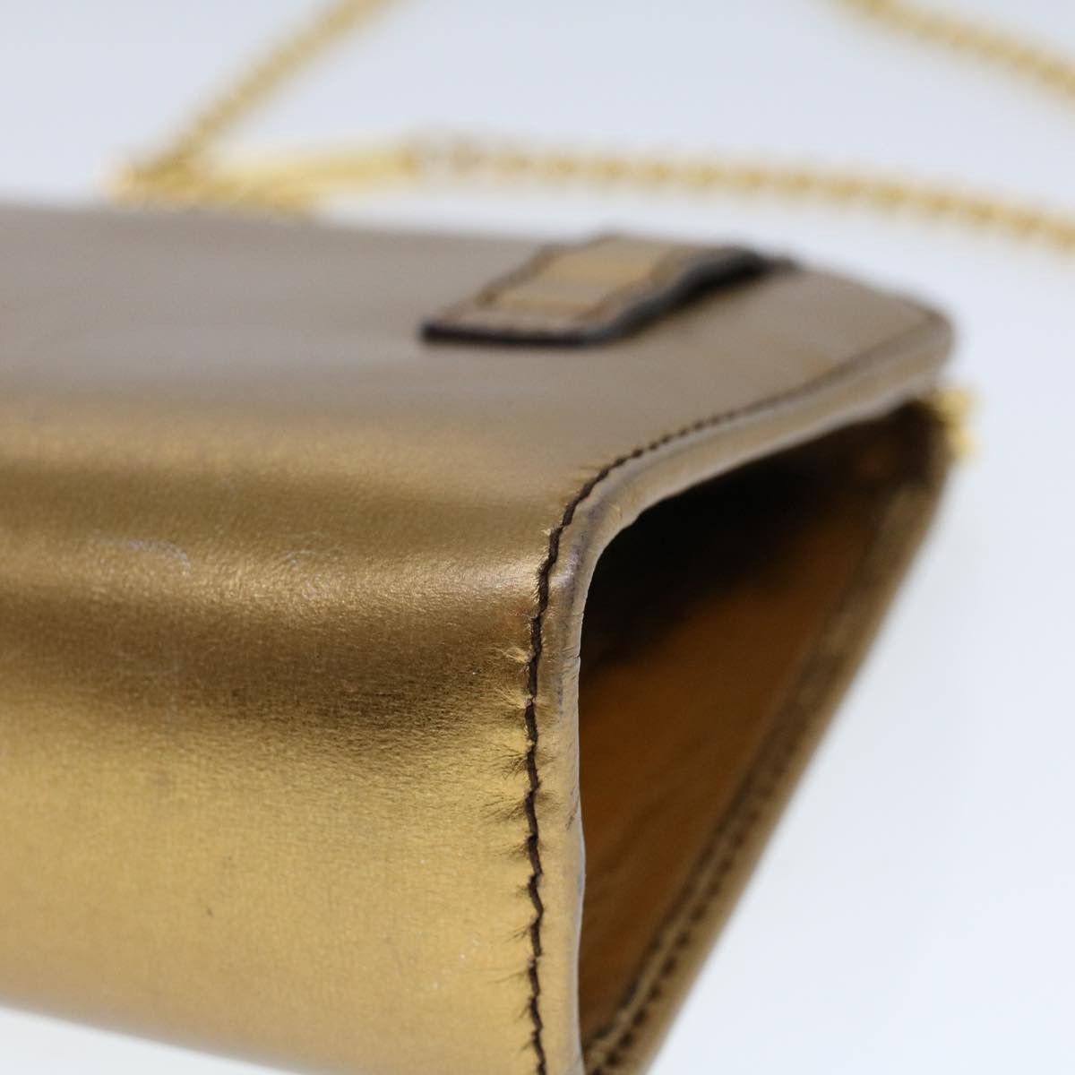 Salvatore Ferragamo Vintage Gancini Chain Shoulder Bag Leather, GOLD, LEATHER, Shoulder bag