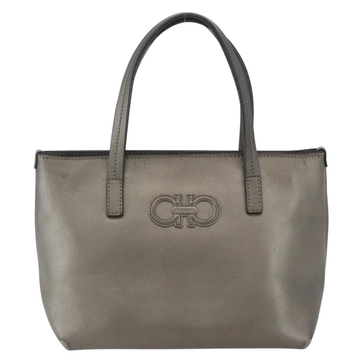 Salvatore Ferragamo Amabel Tote Leather, SILVER, LEATHER, Tote bag