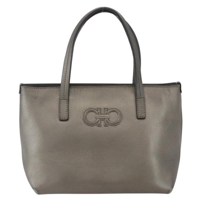 Salvatore Ferragamo Amabel Tote Leather, SILVER, LEATHER, Tote bag