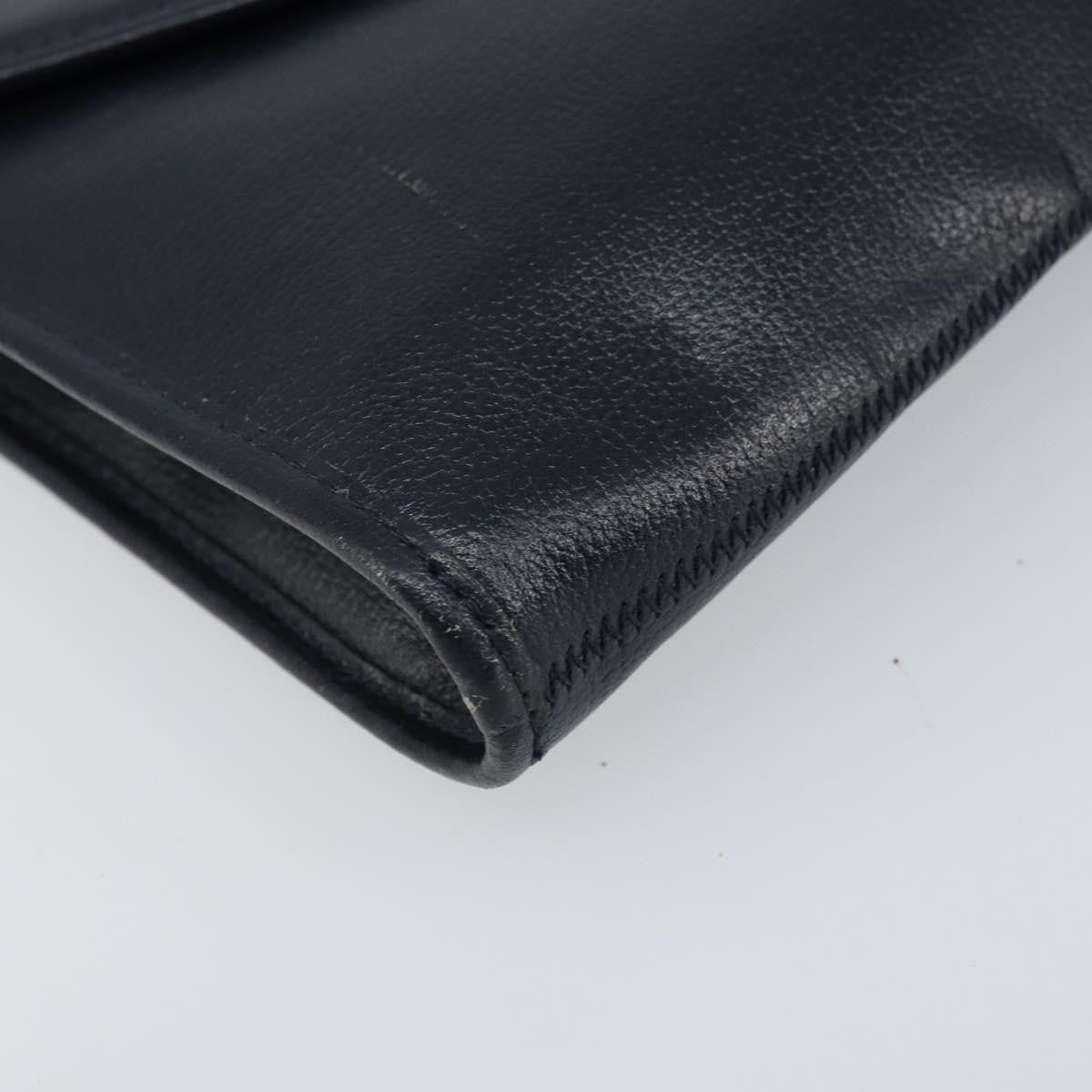 Christian Dior Vintage Chain Envelope Flap Bag Honeycomb Coated Canvas, NAVY, LEATHER, Shoulder bag