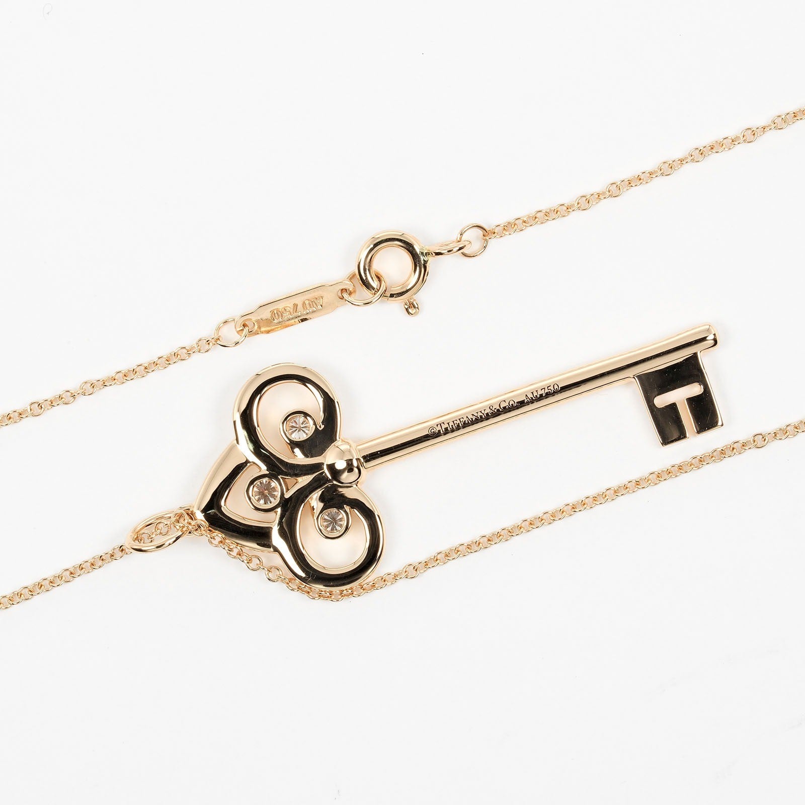 Tiffany & Co. Fleur de Lis Key Pendant Necklace 18K Pink gold and Diamonds, GOLD, PINK_GOLD, Necklace
