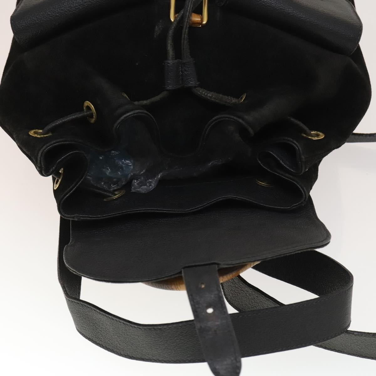 Gucci Vintage Bamboo Backpack Suede and Leather, Black, Suede, Backpack