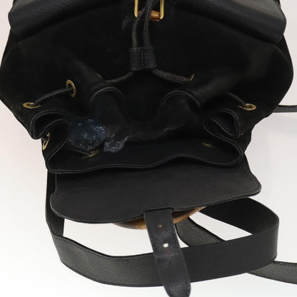 Gucci Vintage Bamboo Backpack Suede and Leather, Black, Suede, Backpack