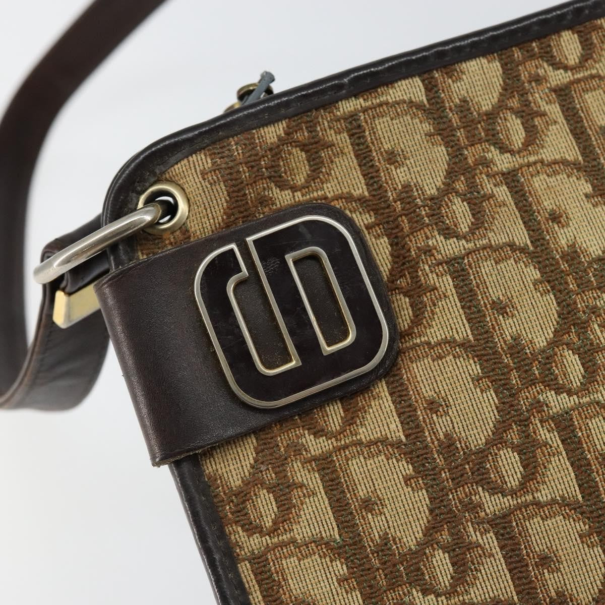 Christian Dior Vintage Trotter Shoulder Bag Canvas, BEIGE, CANVAS, Shoulder bag