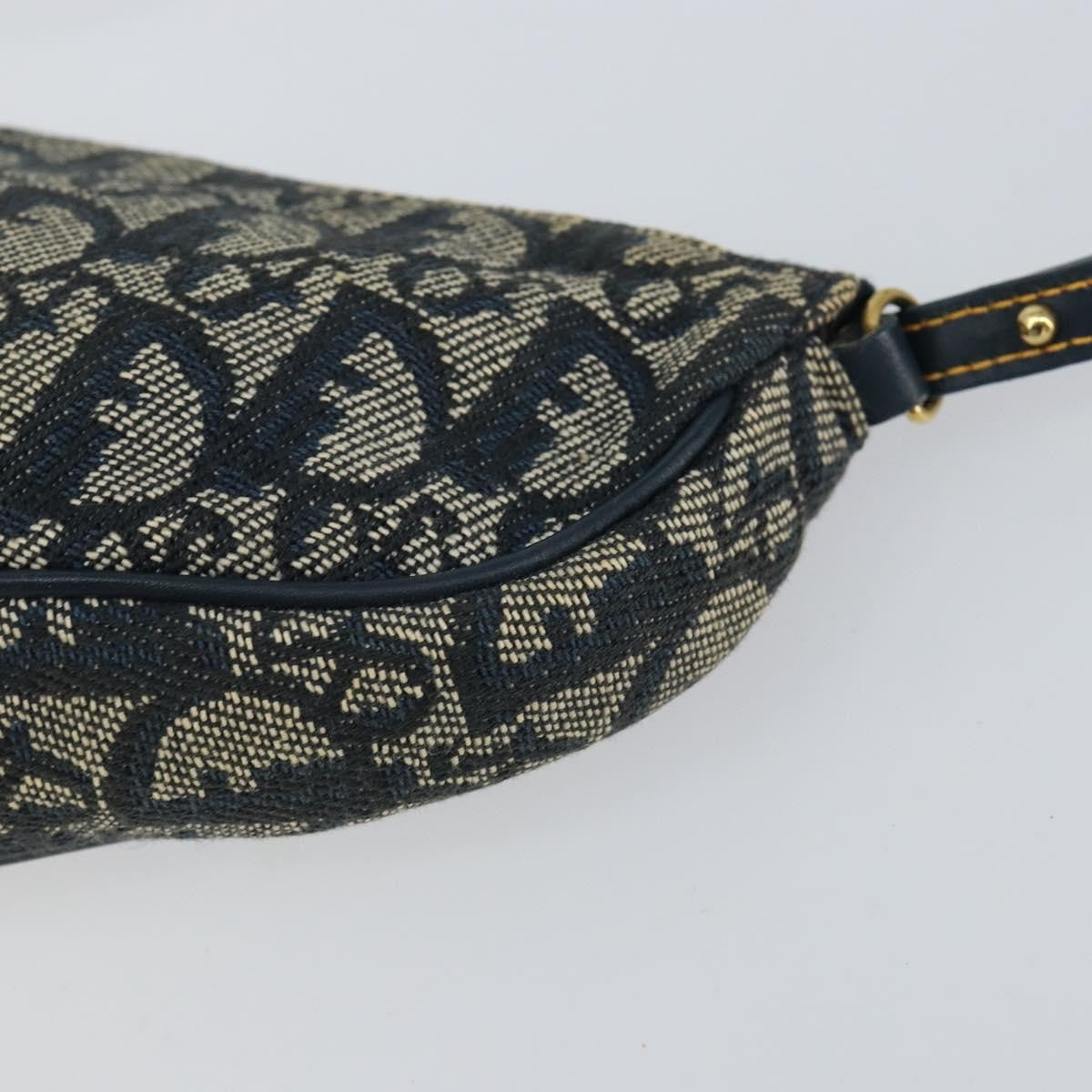 Christian Dior Vintage Saddle Bag Diorissimo Canvas, NAVY, CANVAS, Clutche & pouche