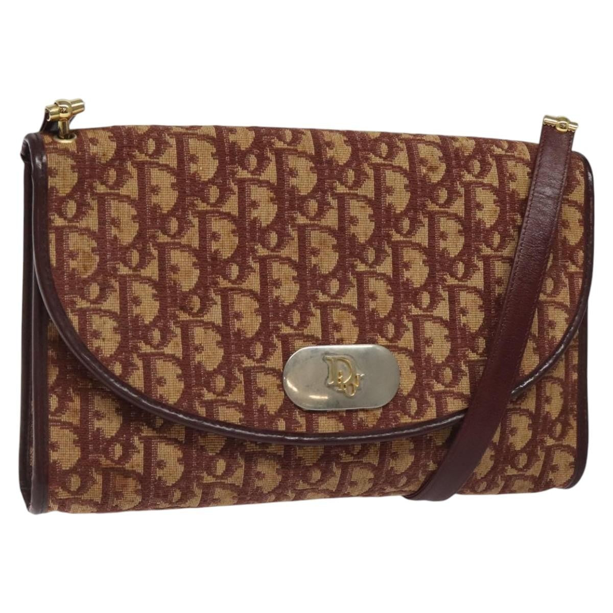 Christian Dior Vintage Trotter Flap Shoulder Bag Canvas, RED, CANVAS, Shoulder bag