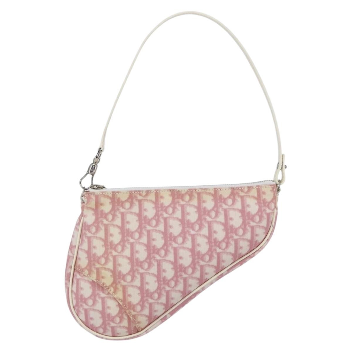 Christian Dior Vintage Saddle Bag Diorissimo Canvas, PINK, CANVAS, Shoulder bag