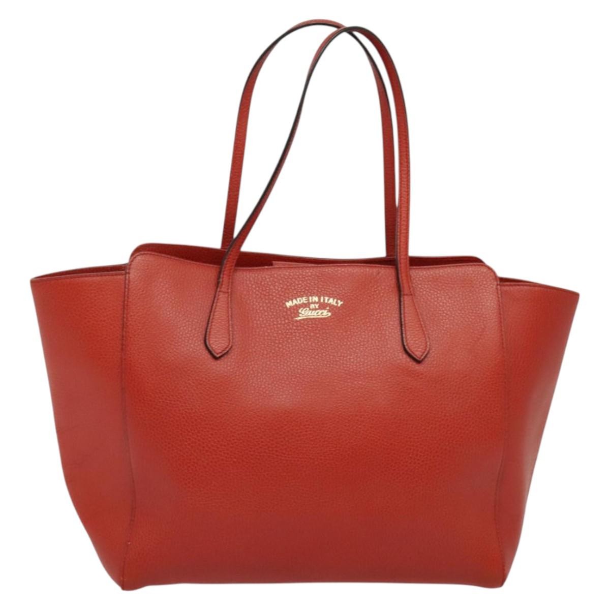 Gucci Swing Tote Leather, RED, LEATHER, Tote bag