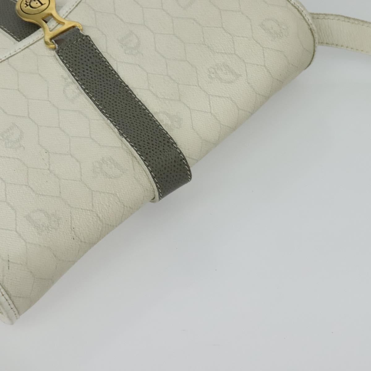 Christian Dior Vintage Honeycomb Flap Crossbody Bag Canvas and Leather, WHITE, CANVAS, Shoulder bag