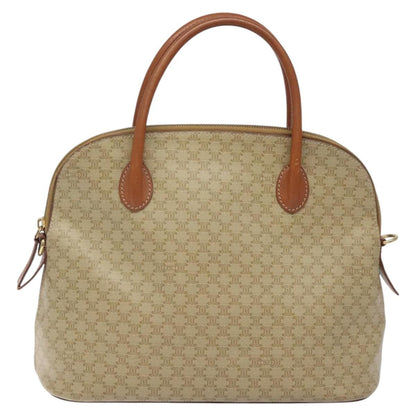 Celine Vintage Macadam Handbag Canvas and Leather, Beige, Canvas, Handbag
