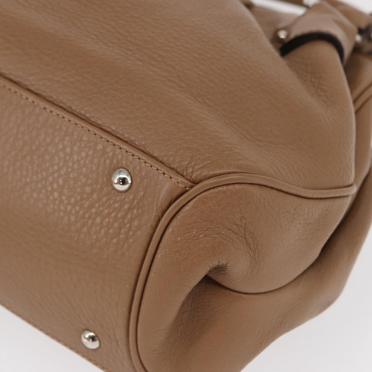 Salvatore Ferragamo Gancini handbag Leather, BROWN, LEATHER, Handbag