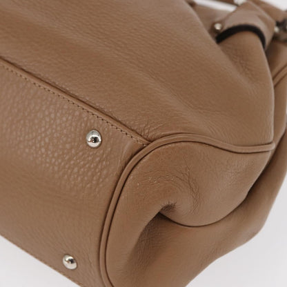 Salvatore Ferragamo Gancini handbag Leather, BROWN, LEATHER, Handbag