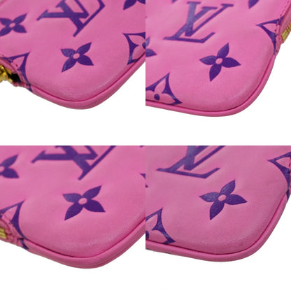 Louis Vuitton Lanyard Multipochette Coin Case Monogram Empreinte, PINK, LEATHER, Wallets