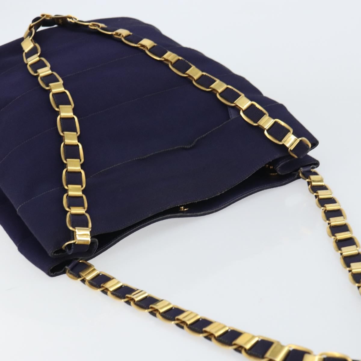 Salvatore Ferragamo Vala Chain Shoulder bag Canvas, NAVY, CANVAS, Shoulder bag