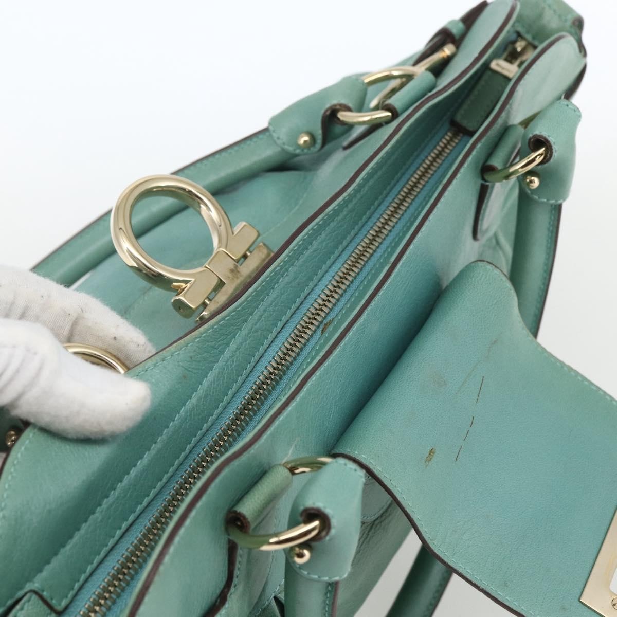 Salvatore Ferragamo Gancini handbag Leather, GREEN, LEATHER, Handbag