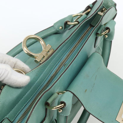 Salvatore Ferragamo Gancini handbag Leather, GREEN, LEATHER, Handbag