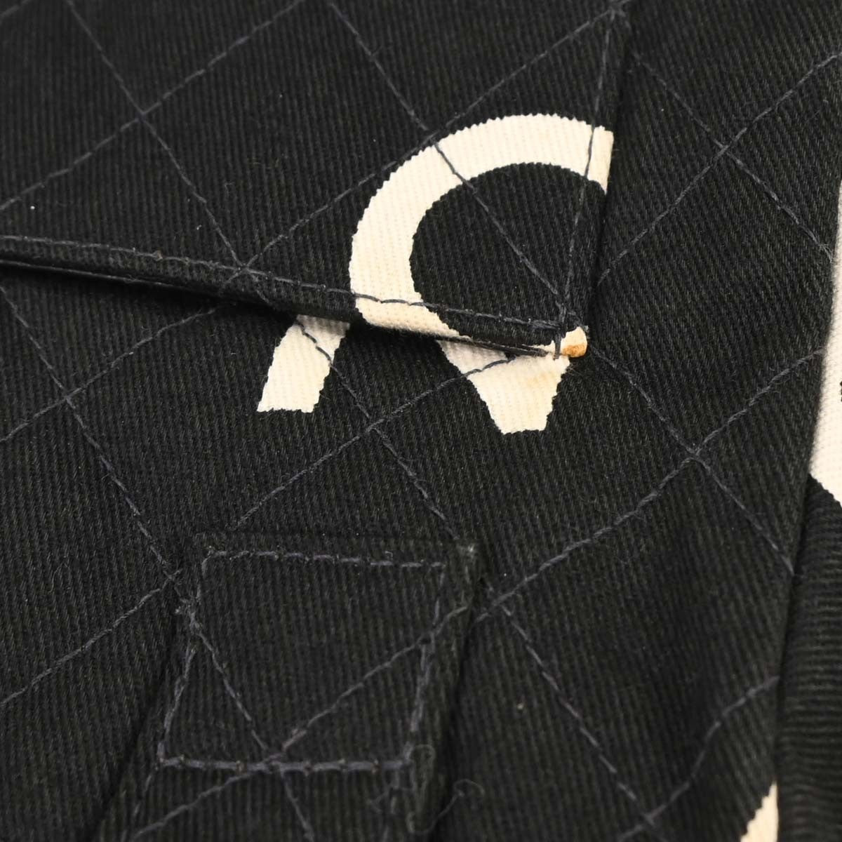 Chanel Vintage Coco Logo Zip Around Handle Bag Quilted Printed Canvas, BLACK, CANVAS, Handbag