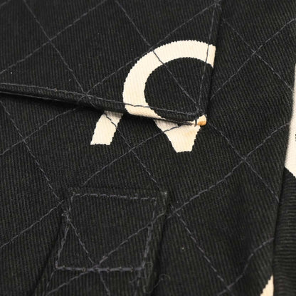 Chanel Vintage Coco Logo Zip Around Handle Bag Quilted Printed Canvas, BLACK, CANVAS, Handbag