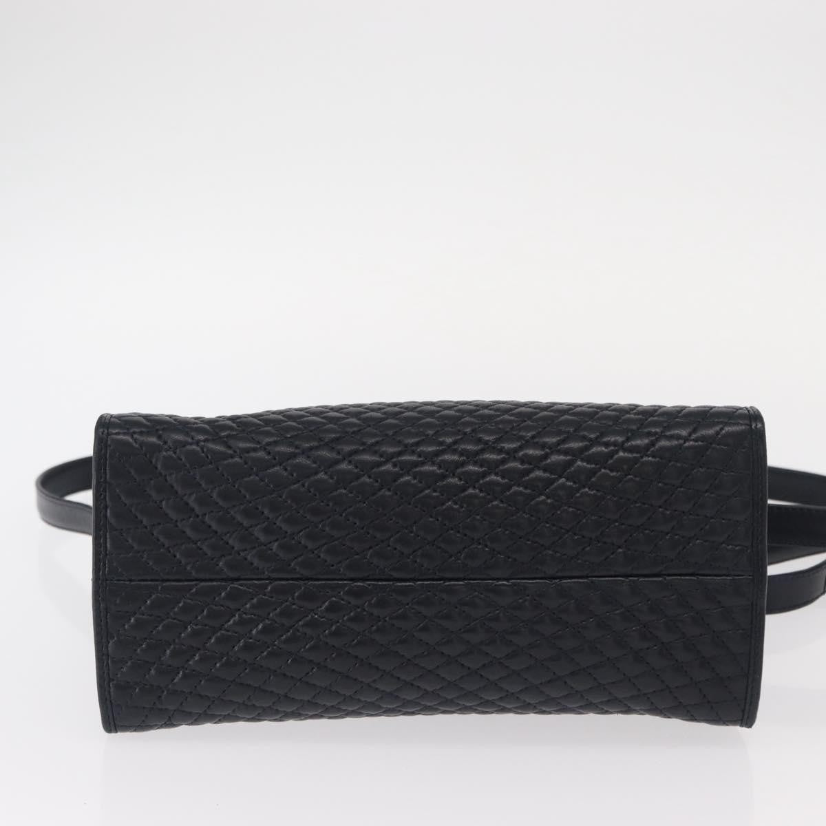 Bally Vintage Handbag Quilted Leather, NAVY, LEATHER, Handbag