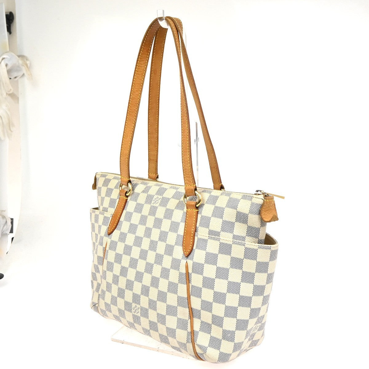 Louis Vuitton Totally Handbag Damier azur, WHITE, CANVAS, Shoulder bag