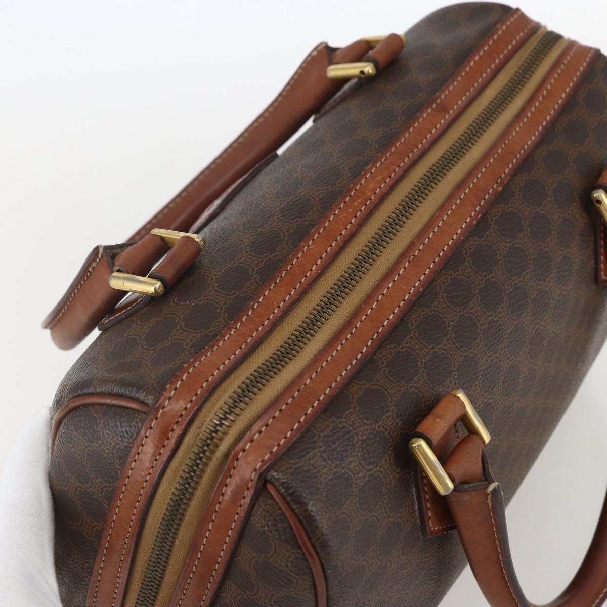 Celine Boston Bag Triomphe Coated Canvas, BROWN, CANVAS, Handbag