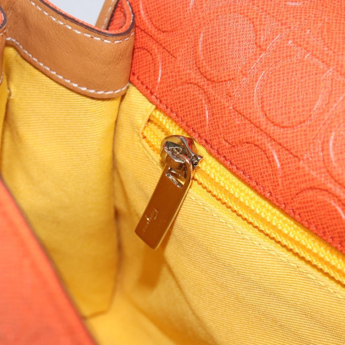 Salvatore Ferragamo Gancini Shoulder Bag Canvas, ORANGE, PVC, Shoulder bag