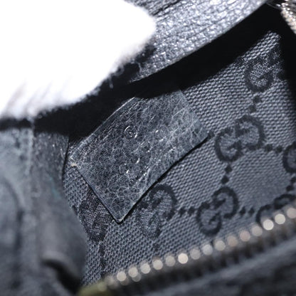 Gucci Vintage Double Belt Bag GG Canvas with Leather, BLACK, CANVAS, Clutche & pouche