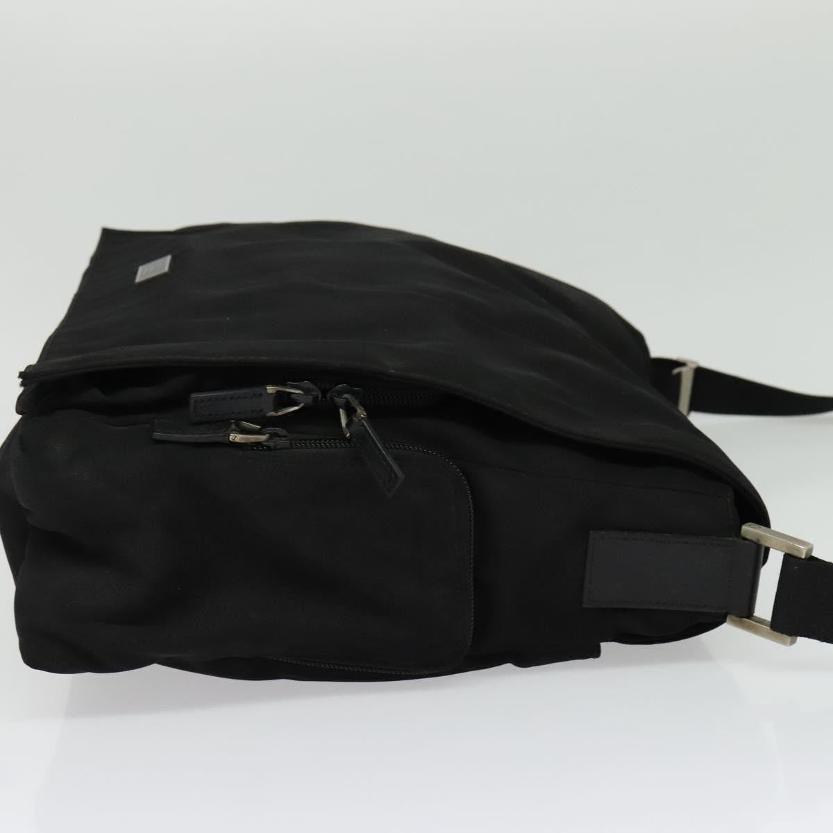 Gucci Side Pocket Flap Messenger Bag Nylon, BLACK, NYLON, Shoulder bag