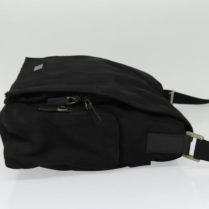 Gucci Side Pocket Flap Messenger Bag Nylon, BLACK, NYLON, Shoulder bag