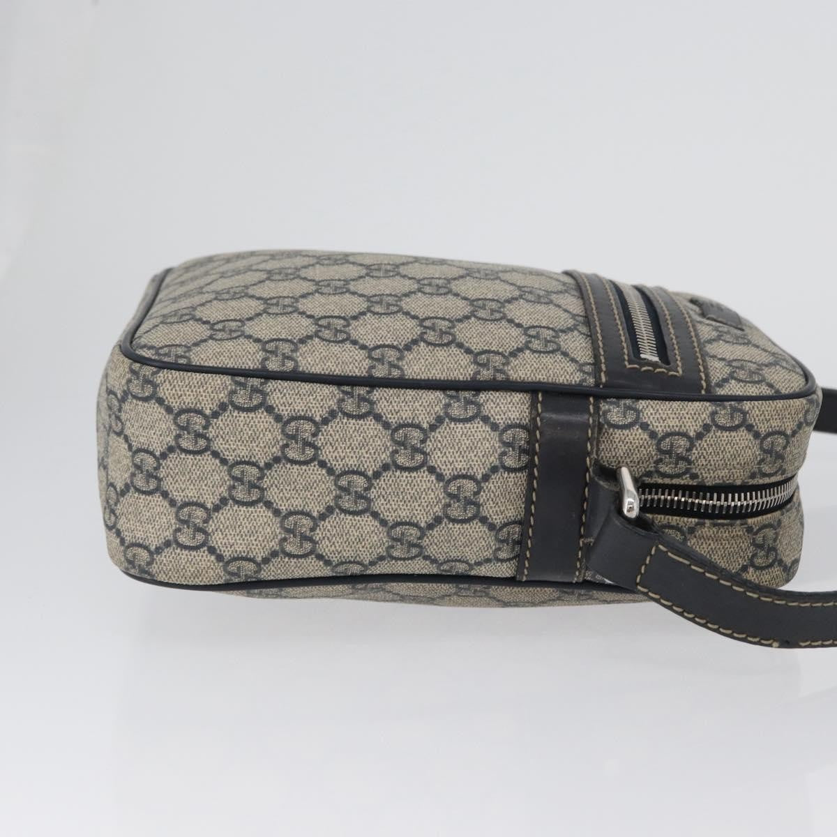 Gucci Front Zip Messenger GG Coated Canvas, NAVY, CANVAS, Shoulder bag