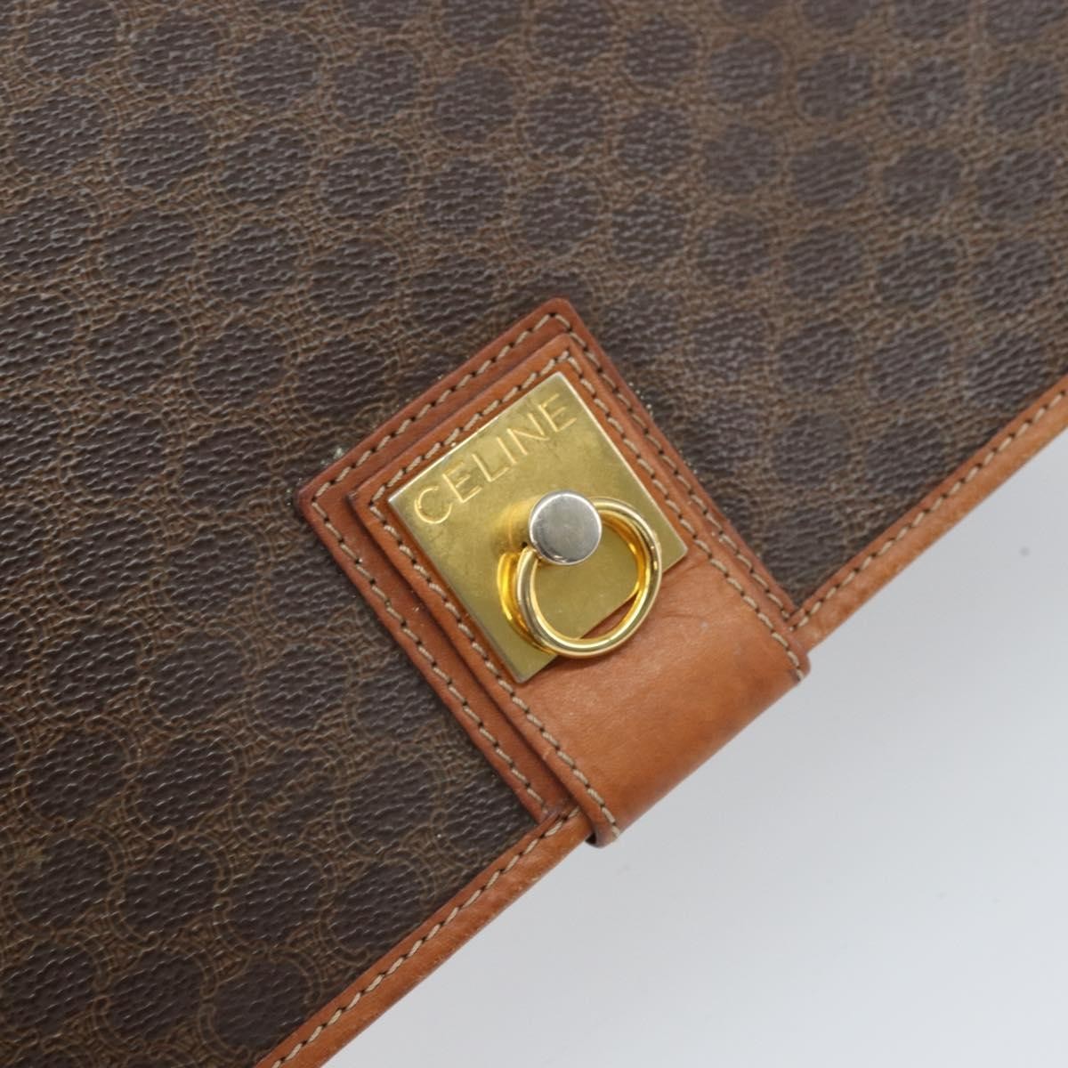 Celine Vintage Macadam Shoulder Bag Canvas and Leather, BROWN, CANVAS, Shoulder bag