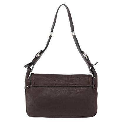 Salvatore Ferragamo Gancini Shoulder Bag Leather, BROWN, LEATHER, Shoulder bag